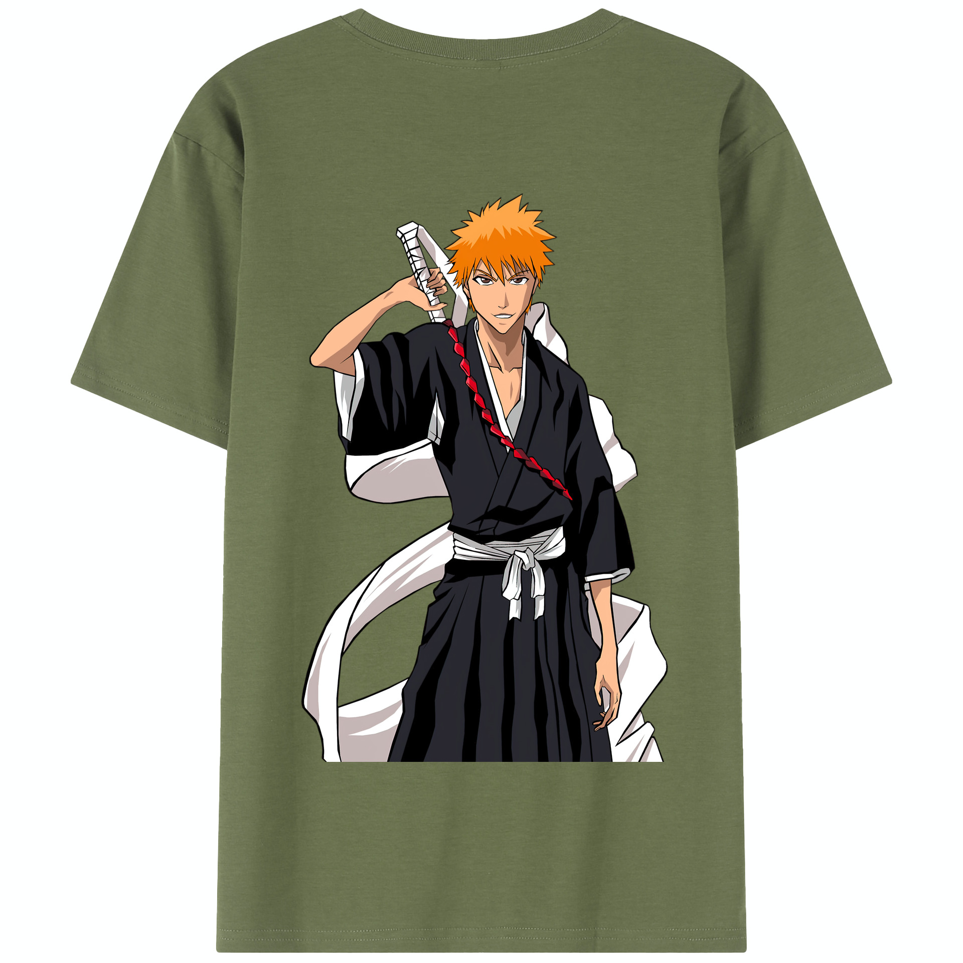 （画像用） ブリーチ 黒崎一護（くろさき いちご）BLEACH Kurosaki Ichigo 綿100％半袖Tシャツ（背面プリント）